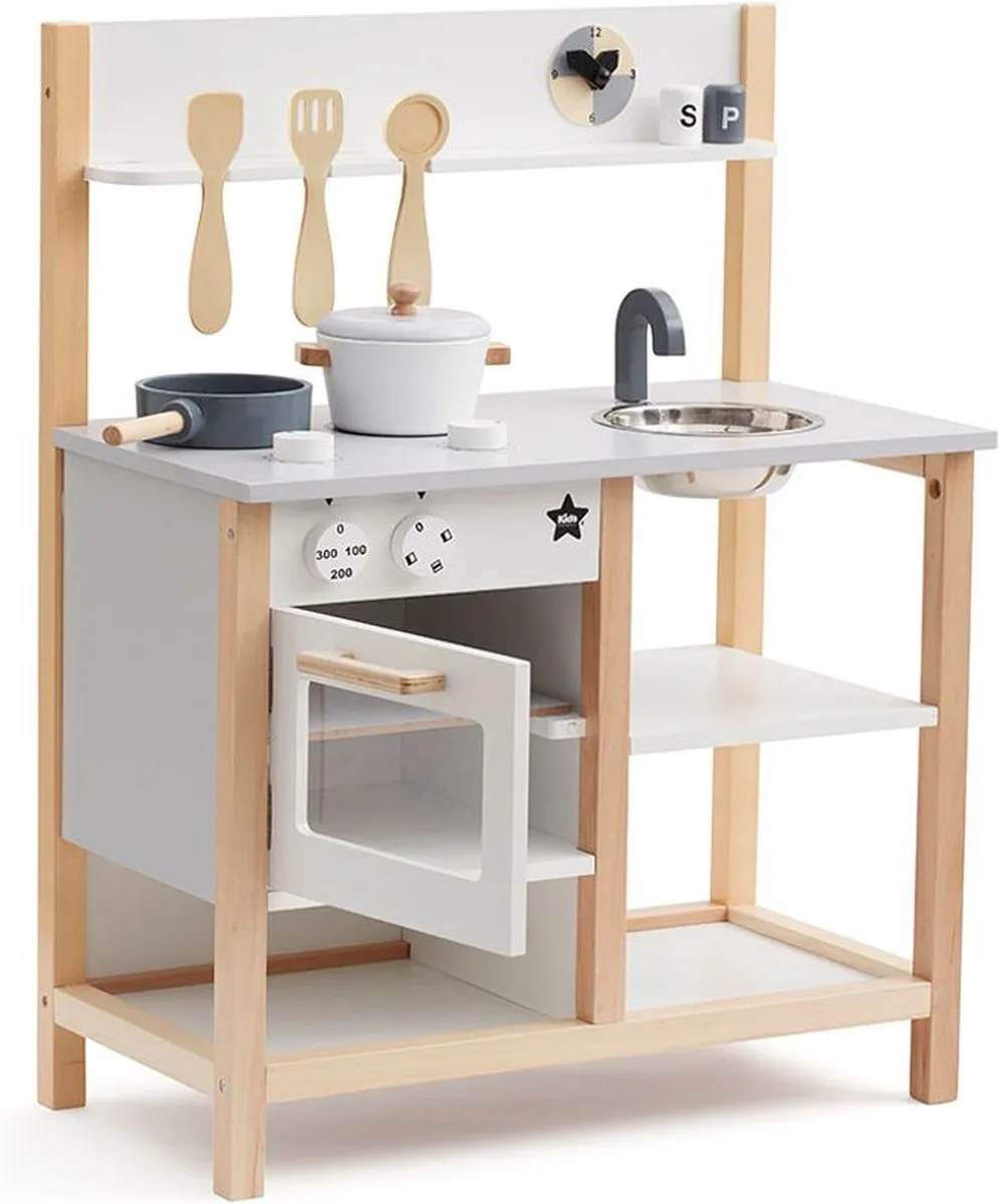 Kids Concept Houten Keuken Wit-Naturel - Grijs