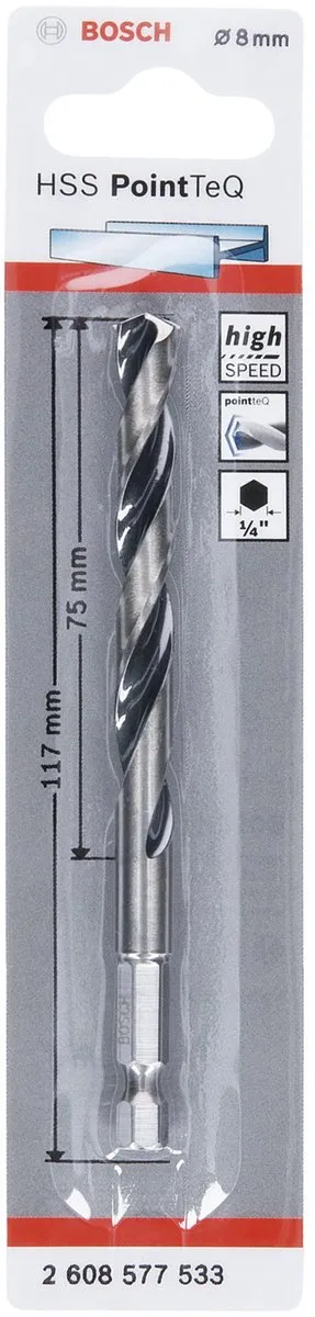 Bosch HSS PointTeQ Zeskantboor 8x75x117mm