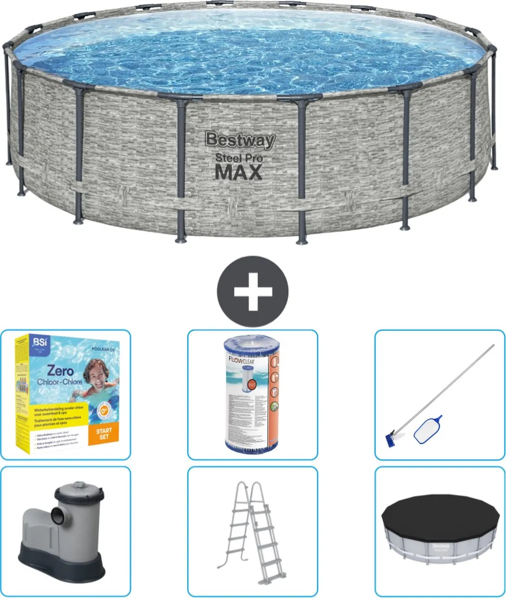 Bestway Steel Pro MAX Zwembad 488x122cm - Grijs