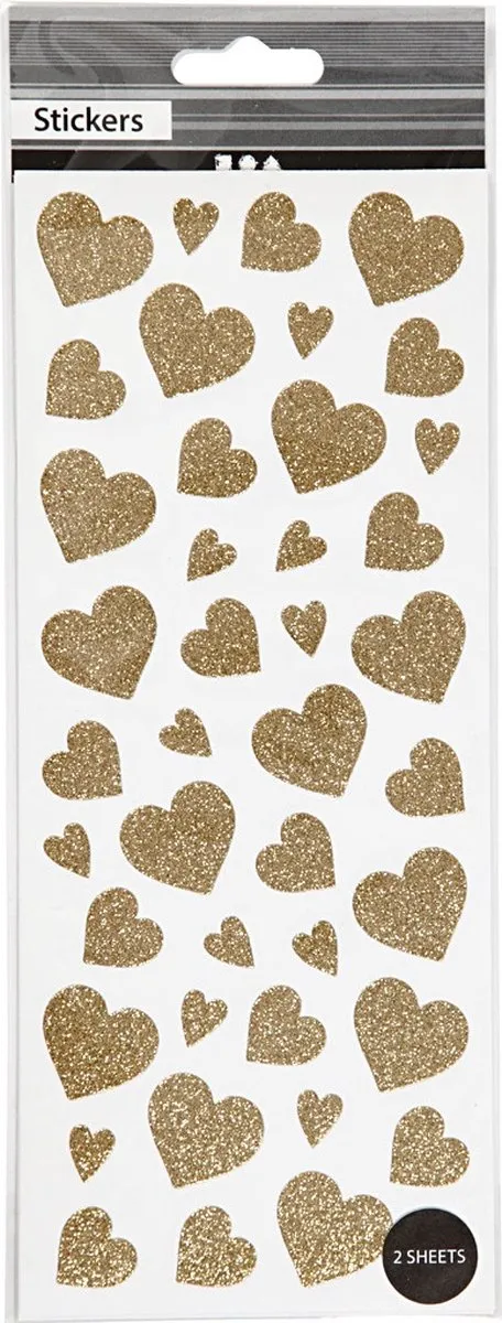Creativ Company Creotime Glitterstickers Hartjes 84-delig - Goud