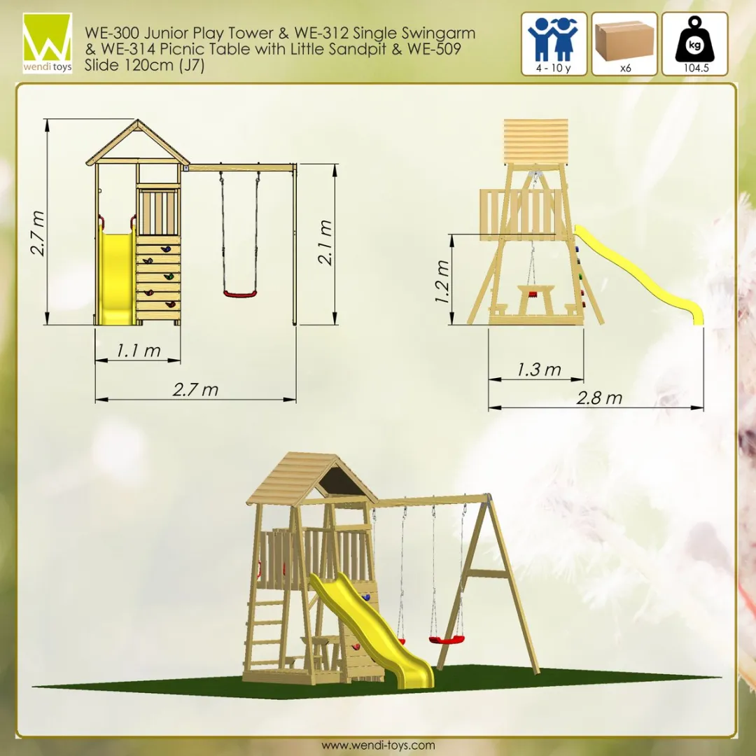 Wendi Toys Houten Speeltoren Pelikaan WTJ7 - Bruin/Geel