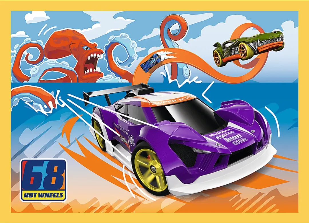 Trefl puzzel Hot Wheels voertuigen - 4in1 kartonnen speelgoed.