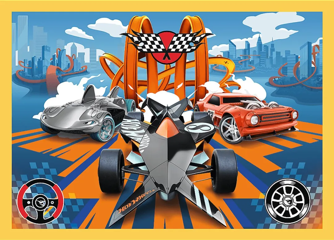 Trefl puzzel Hot Wheels voertuigen - 4in1 kartonnen speelgoed.