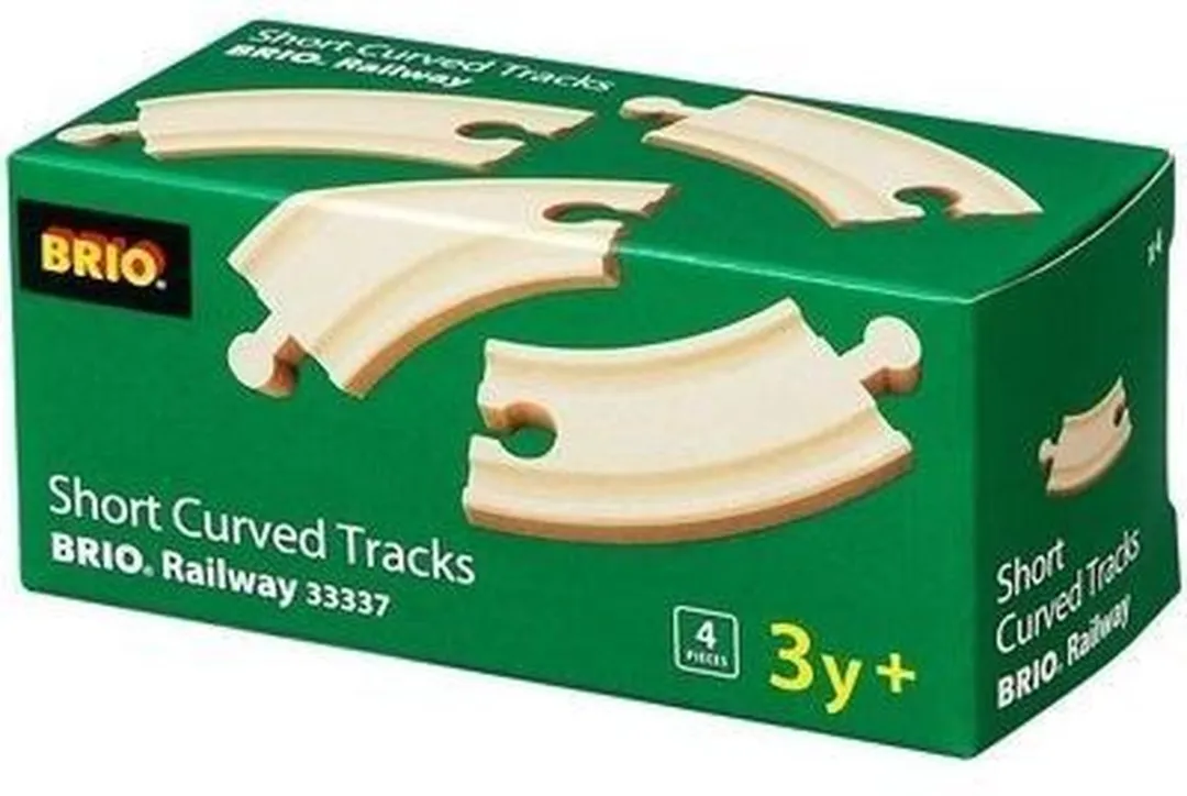 BRIO Gebogen Korte Rails 33337 - 4 Stuks - Multi