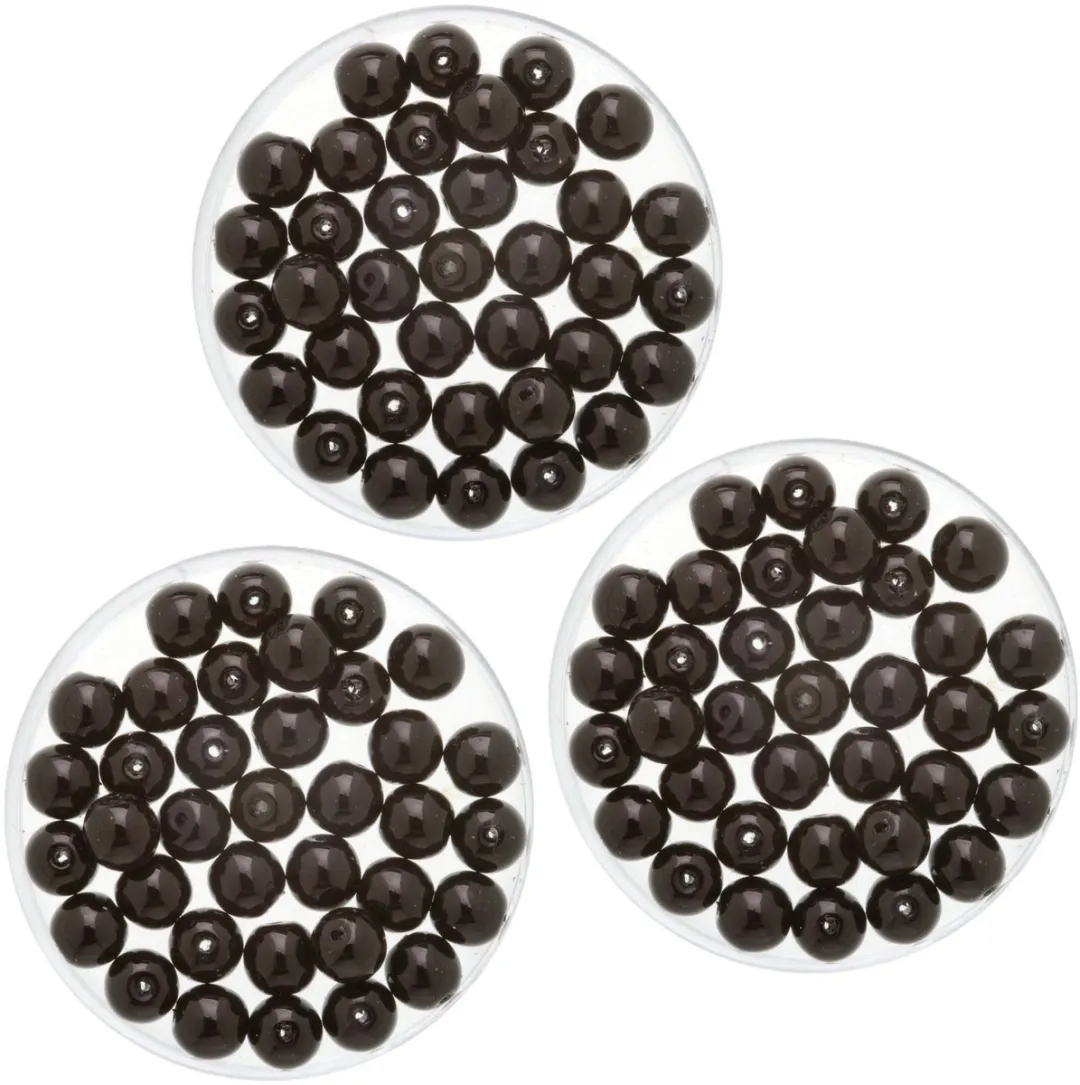Glorex Hobby Boheemse Glaskralen 6mm - 150 Stuks - Antraciet