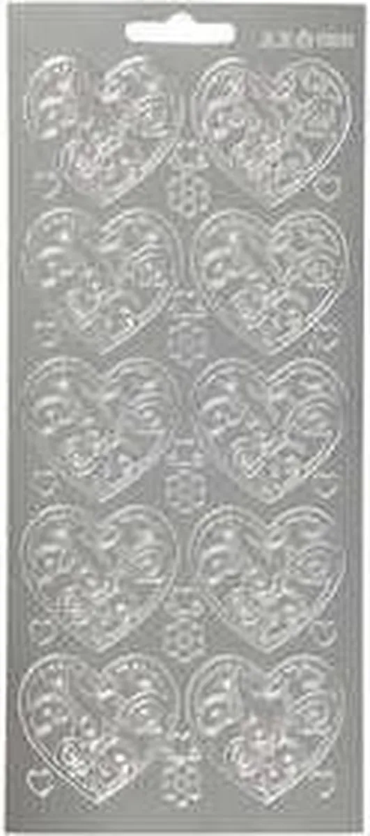 Creativ Company Zilver Harten Stickers - 10x23cm