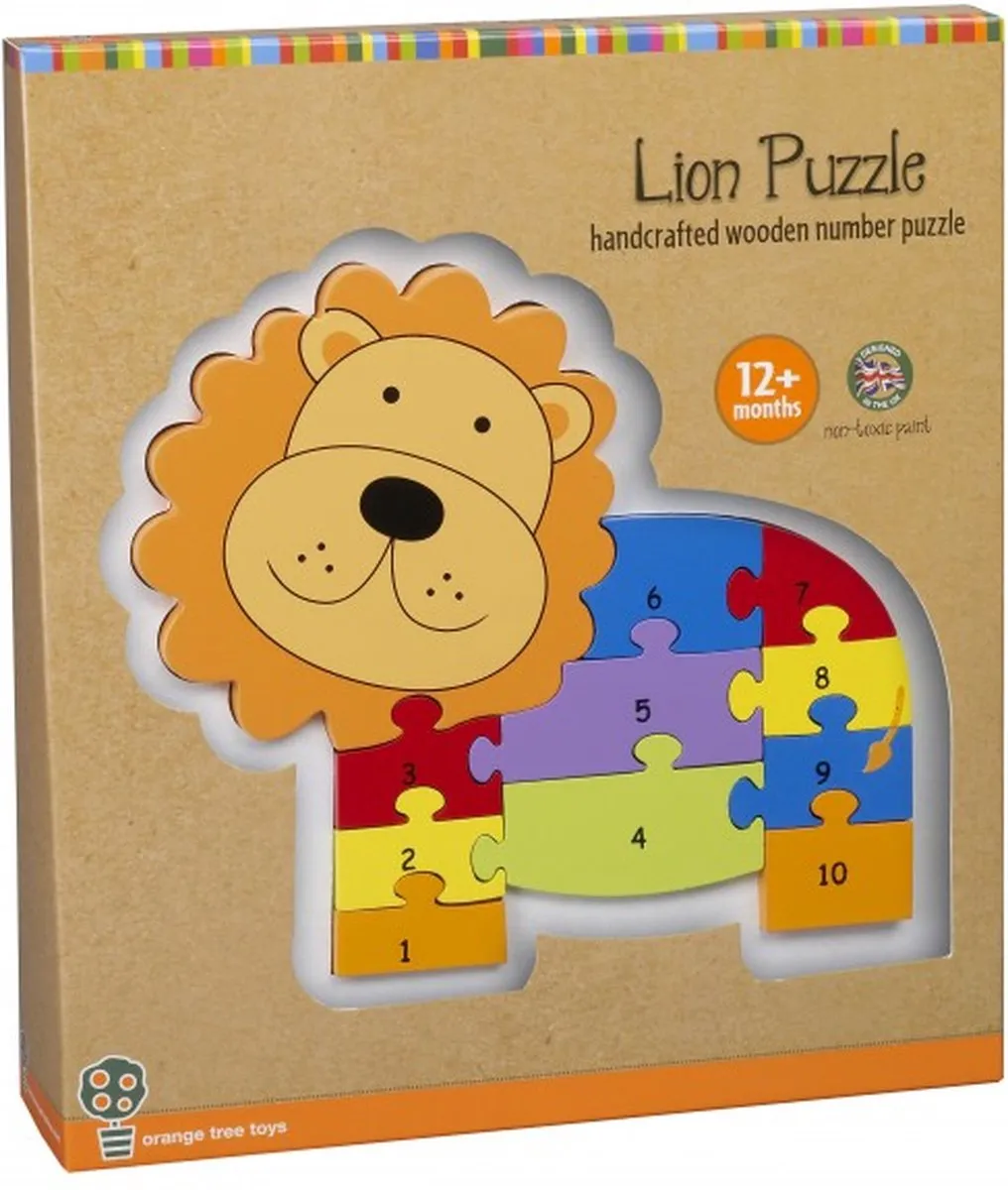 Orange Tree Toys Dieren Nummer Puzzels Leeuw
