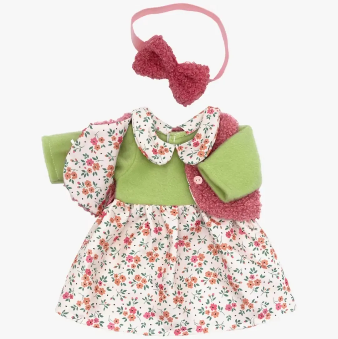 Happy U Kids Bloemenjurk met Zacht Wollen Vest 008943 - 42/43cm - Wit/Groen/Roz