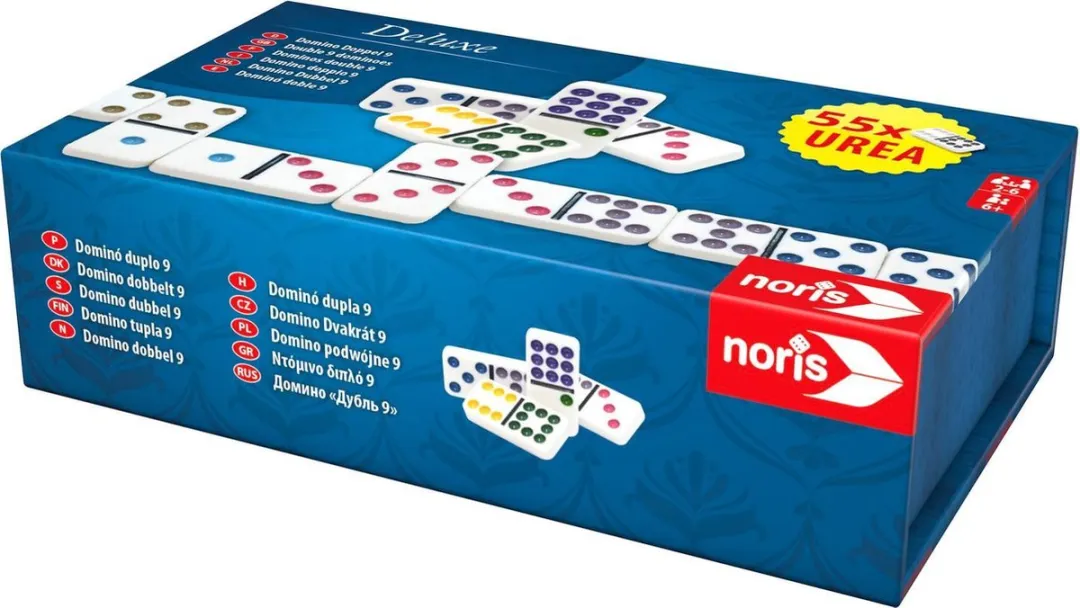 Noris Dominostenen Deluxe Double 9 - 55 Stuks Wit