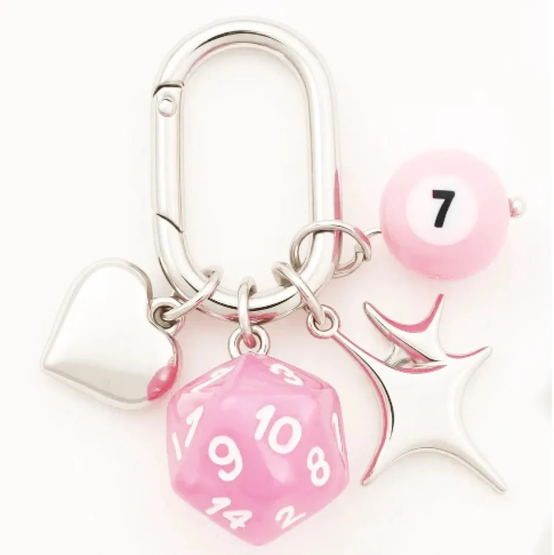 Lapi Toys DnD Metaal Roze Dobbelsteen Sleutelhanger