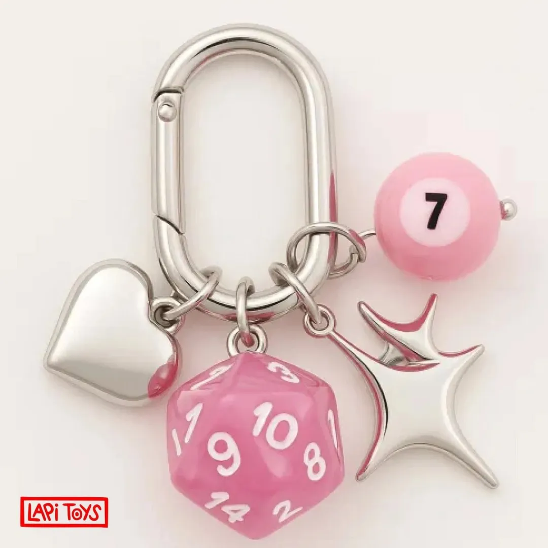 Lapi Toys DnD Metaal Roze Dobbelsteen Sleutelhanger