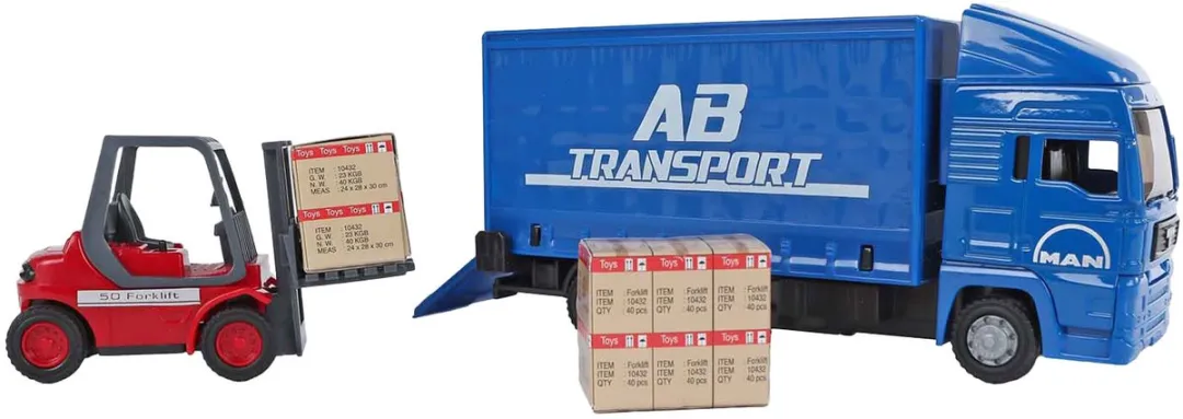 Kids Globe Man Vrachtwagen met Vorkheftruck 17cm - Multi kleuren