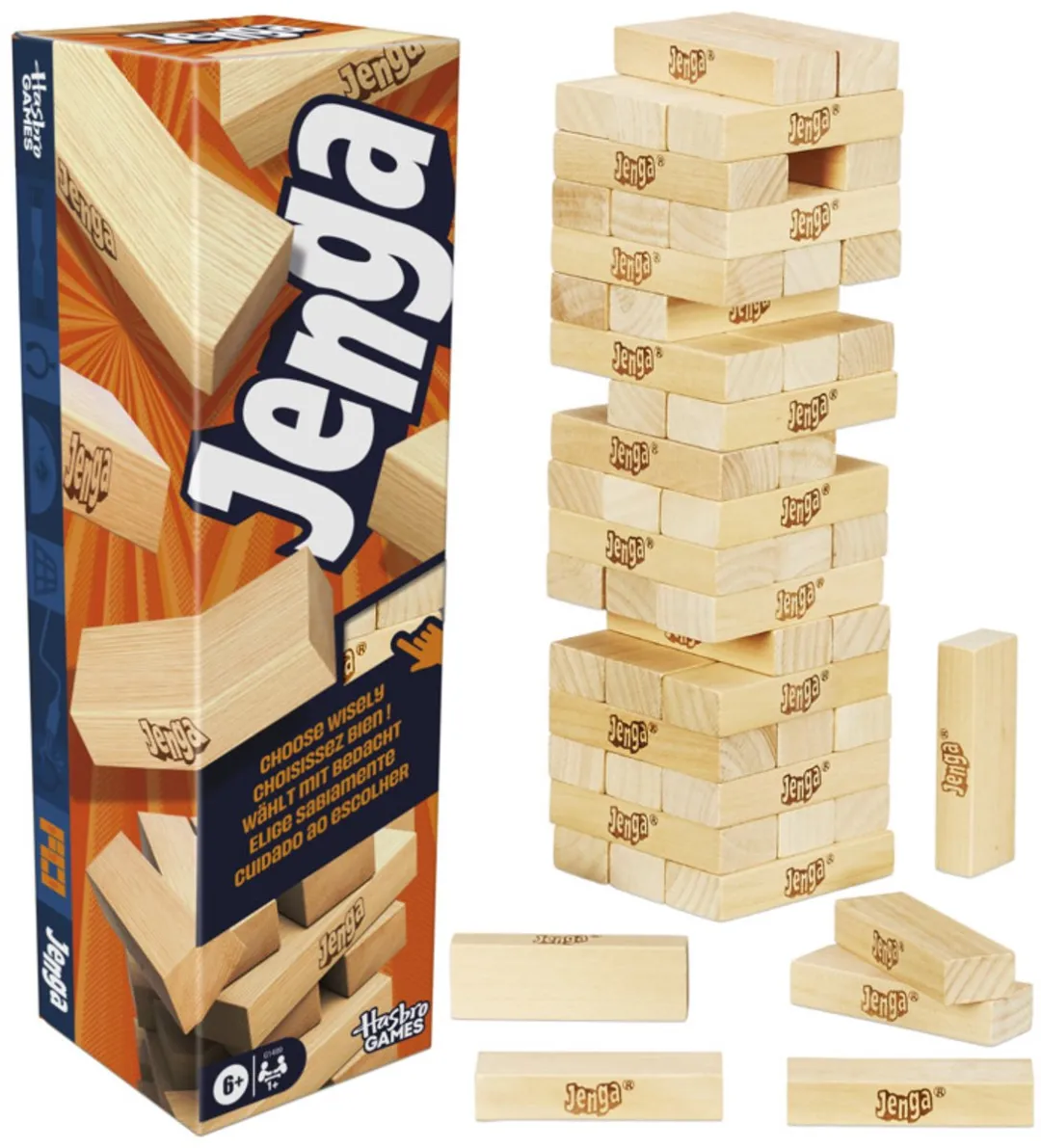 Jenga Vernieuwde Editie met digitale dobbelsteen Gezelschapsspel Officiële +6.