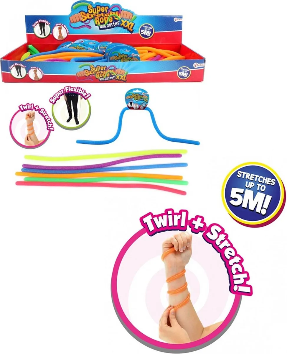 Toi-Toys Super Rekbaar Glitter Touw 50cm - Divers