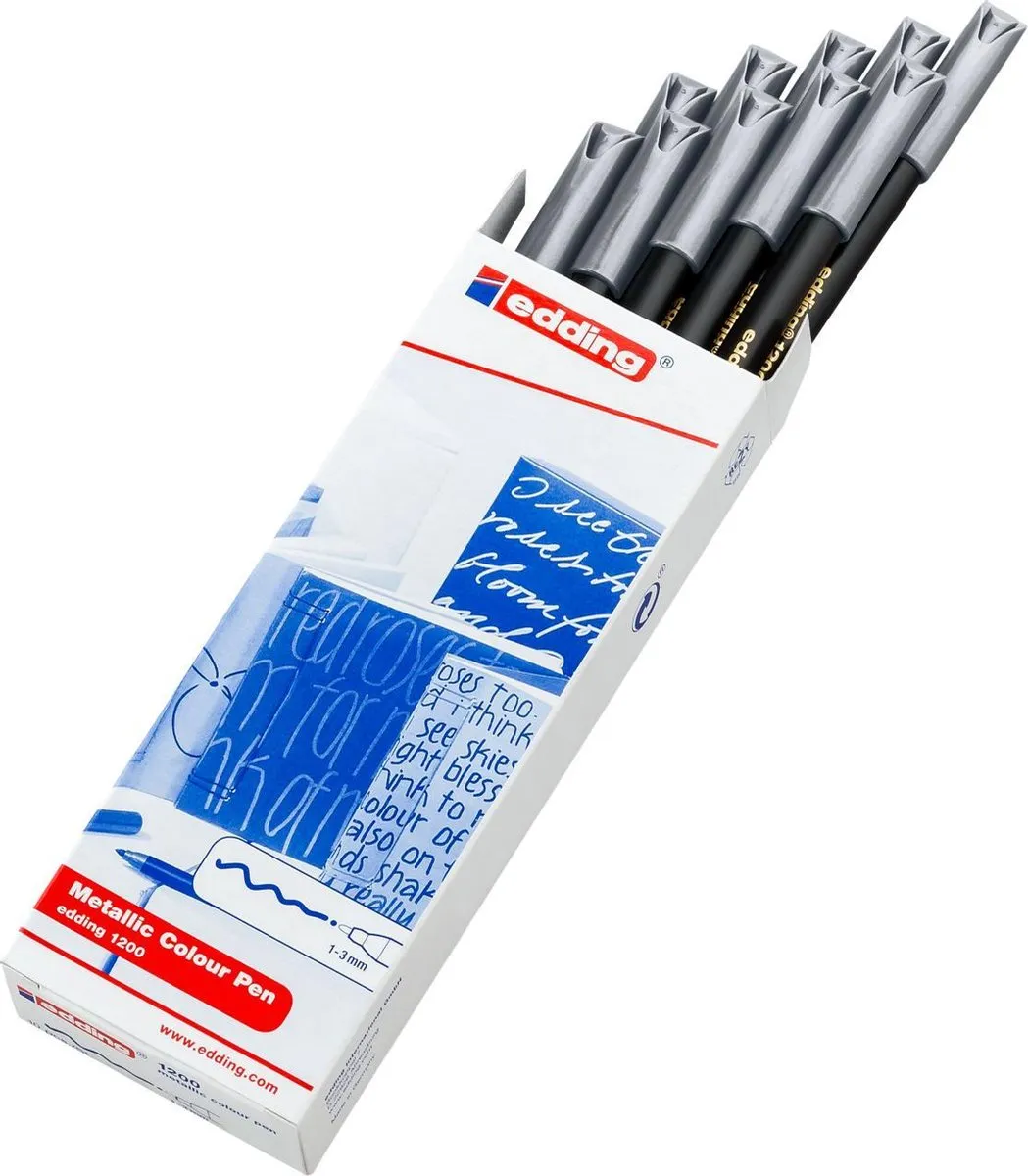 edding 1200 Zilver Metallic Viltstif - Ronde punt - 10 Stuks