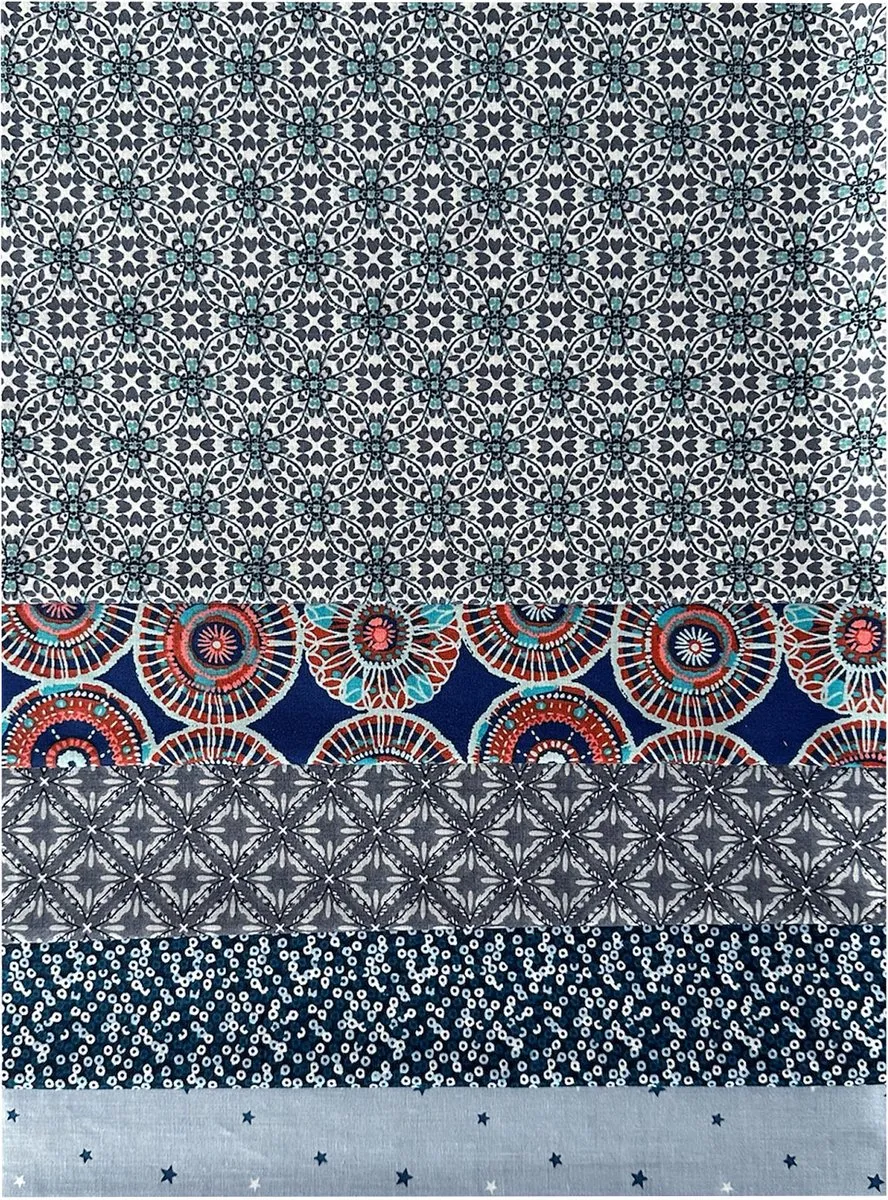 BINK Bedding Quilt Patchwork Lapjes 5 Stuks - 60x40cm - Blauw/Grijs