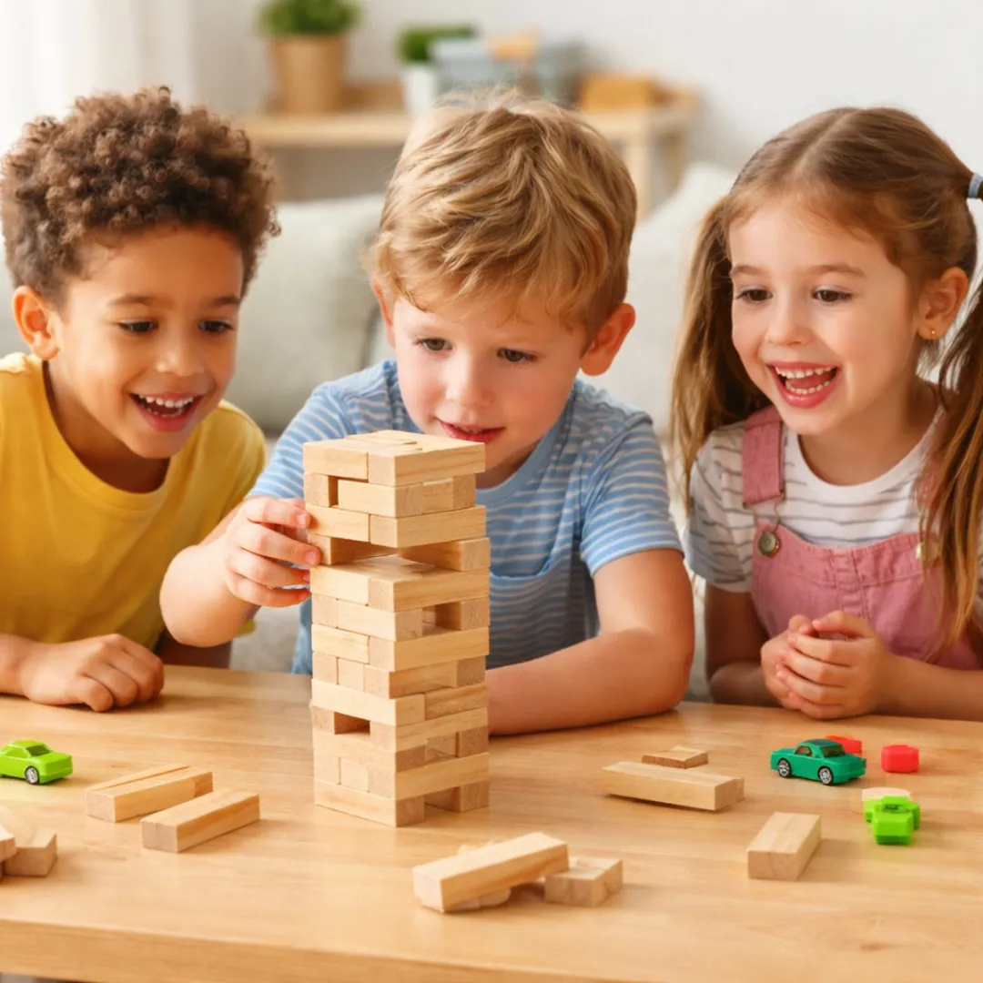 Eddy Toys Stapelspel 36-delig Houten Torenbouwspel - 3-8 Spelers