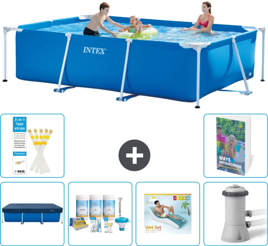 Intex 28272NP-Blauw Rechthoekig Frame Zwembad 300x200cm - Blauw - 7-delig
