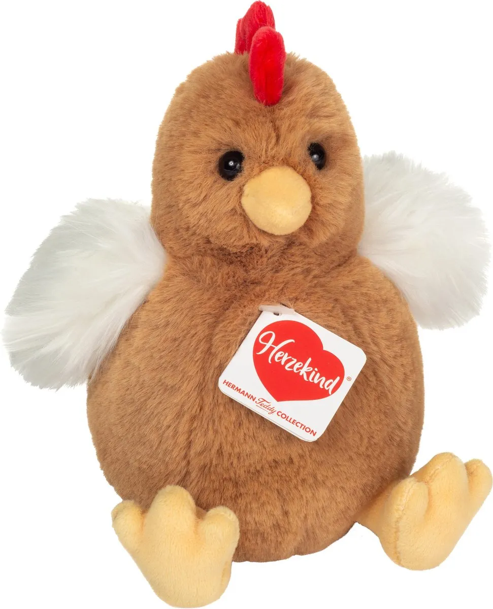 Teddy Hermann Pluche Kip Knuffel 18cm - Multi - 6x Kuikentjes 5cm