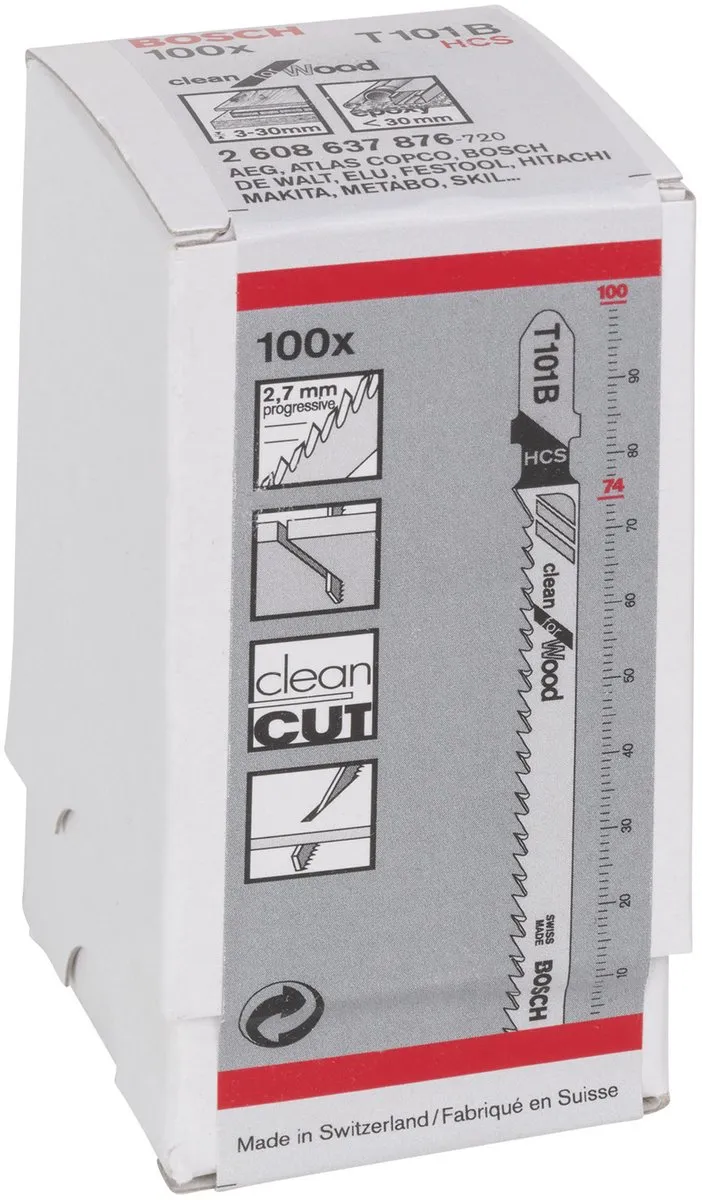 Bosch T 101 B Clean Decoupeerzaagbladen Hout - 100 Stuks