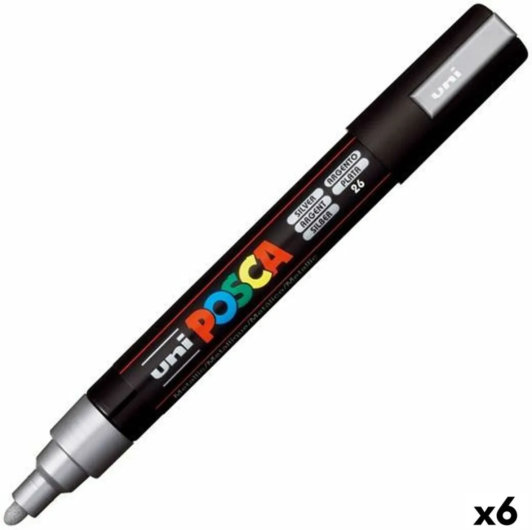 Posca PC-5M Medium Tip Zilver Verfstiften - 6 Stuks