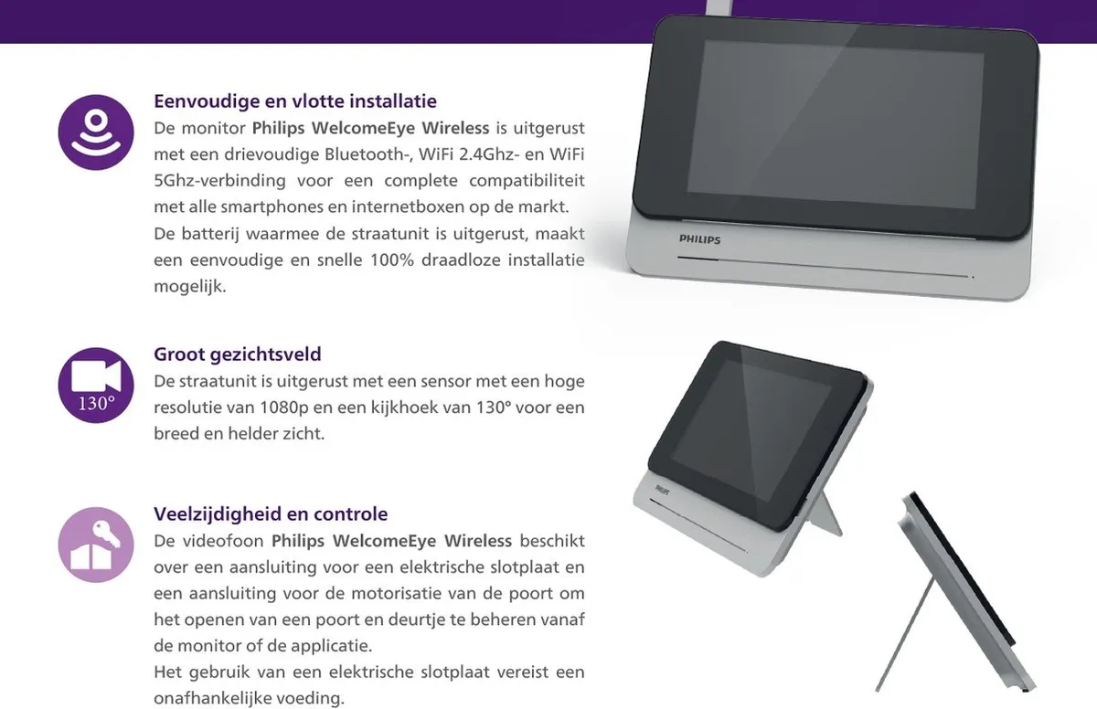 Philips videodeurbel WelcomeEye Wireless draadloos - te koppelen met smartphone
