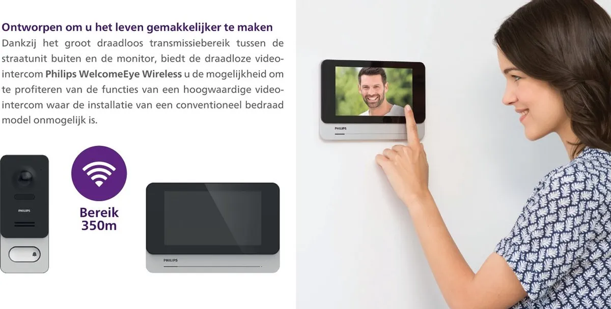 Philips videodeurbel WelcomeEye Wireless draadloos - te koppelen met smartphone