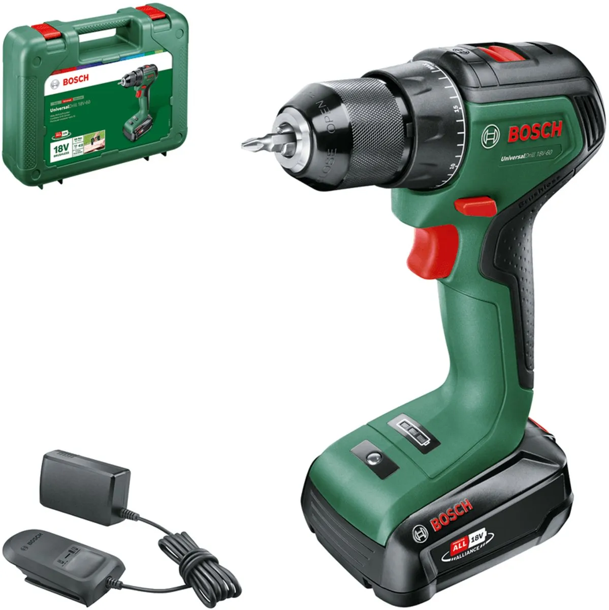 Bosch UniversalDrill 18V-60 Accuschroefboormachine - Met 18 V accu (2.0 Ah) en lader