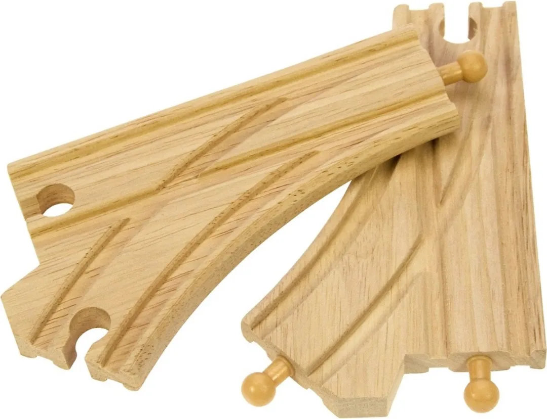BIGJIGS Curved Points Houten Treinbaan - 2 Stuks - Multi
