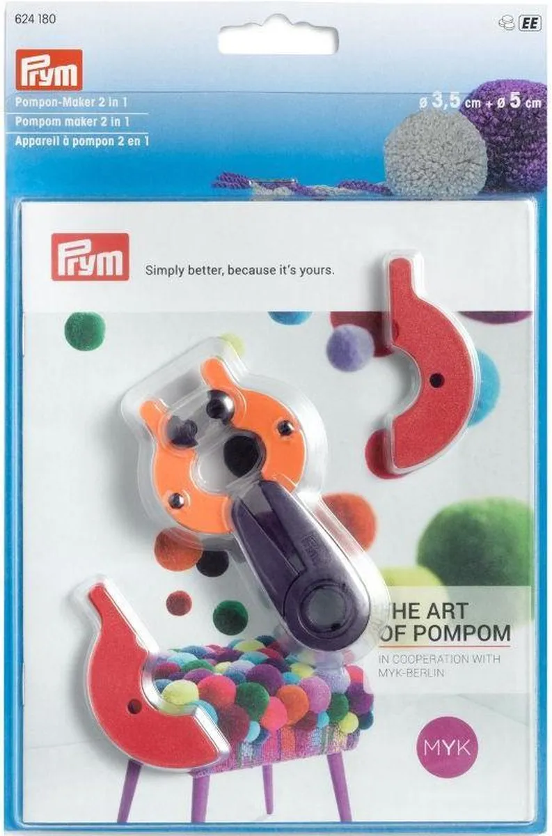 Prym Pompon Maker 2-in-1 Small - Rood/Zwart/Oranje