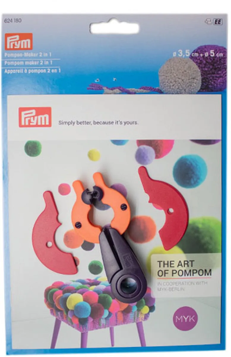 Prym Pompon Maker 2-in-1 Small - Rood/Zwart/Oranje