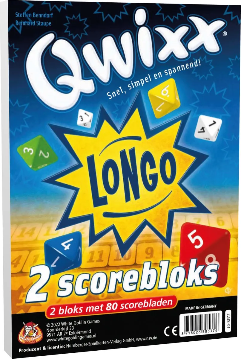White Goblin Games Qwixx Longo Bloks Uitbreiding - 2x80 Vel - 2-8 Spelers