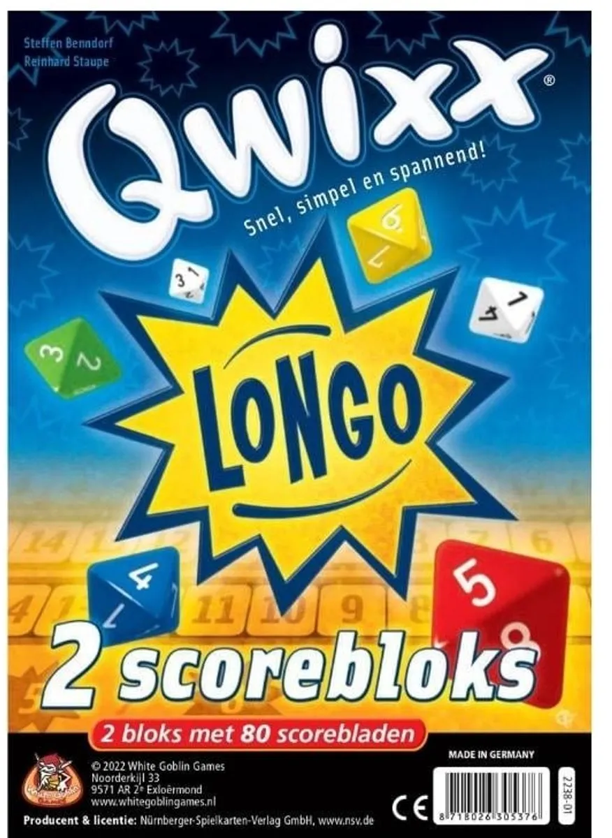 White Goblin Games Qwixx Longo Bloks Uitbreiding - 2x80 Vel - 2-8 Spelers
