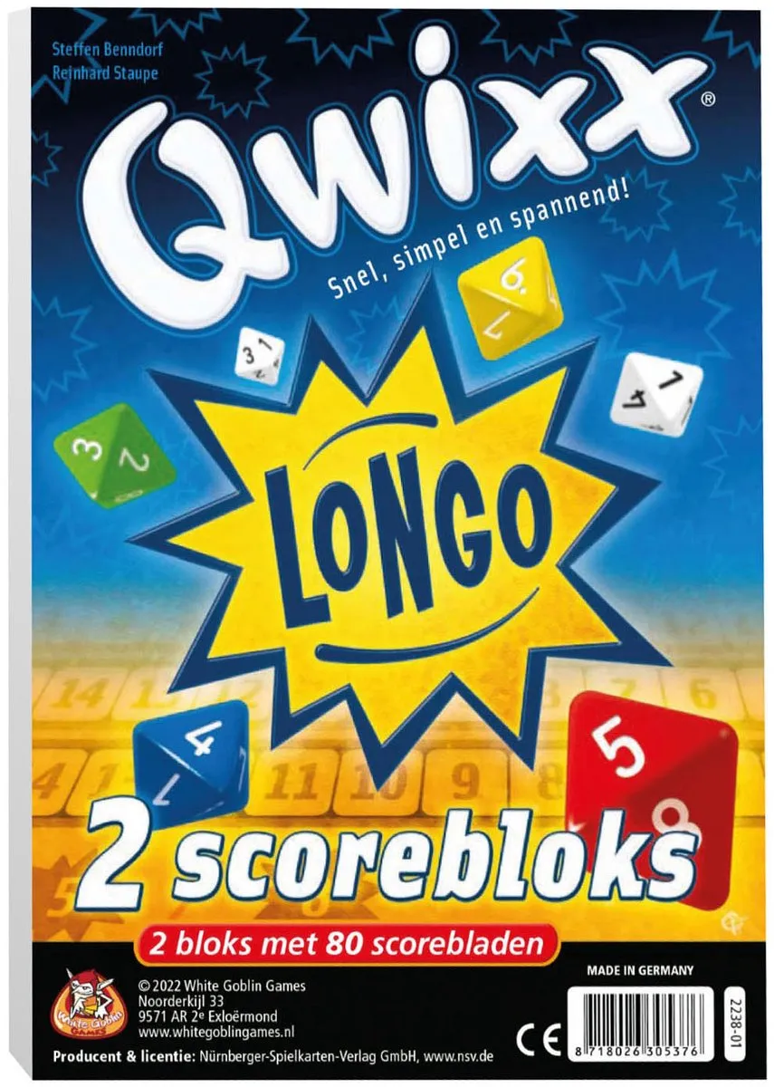 White Goblin Games Qwixx Longo Bloks Uitbreiding - 2x80 Vel - 2-8 Spelers