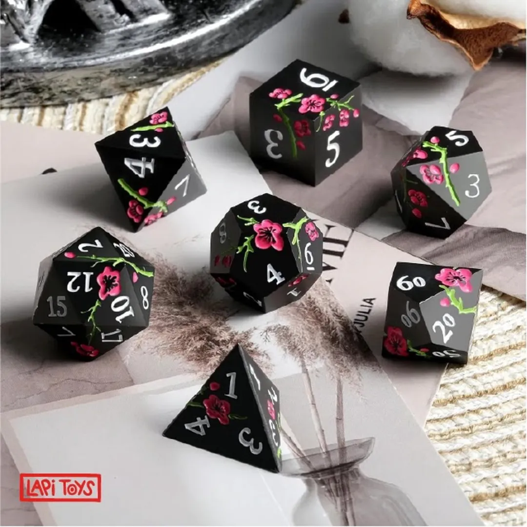 Lapi Toys DnD Polydice Metalen Dobbelstenen - 7 Stuks - Zwart