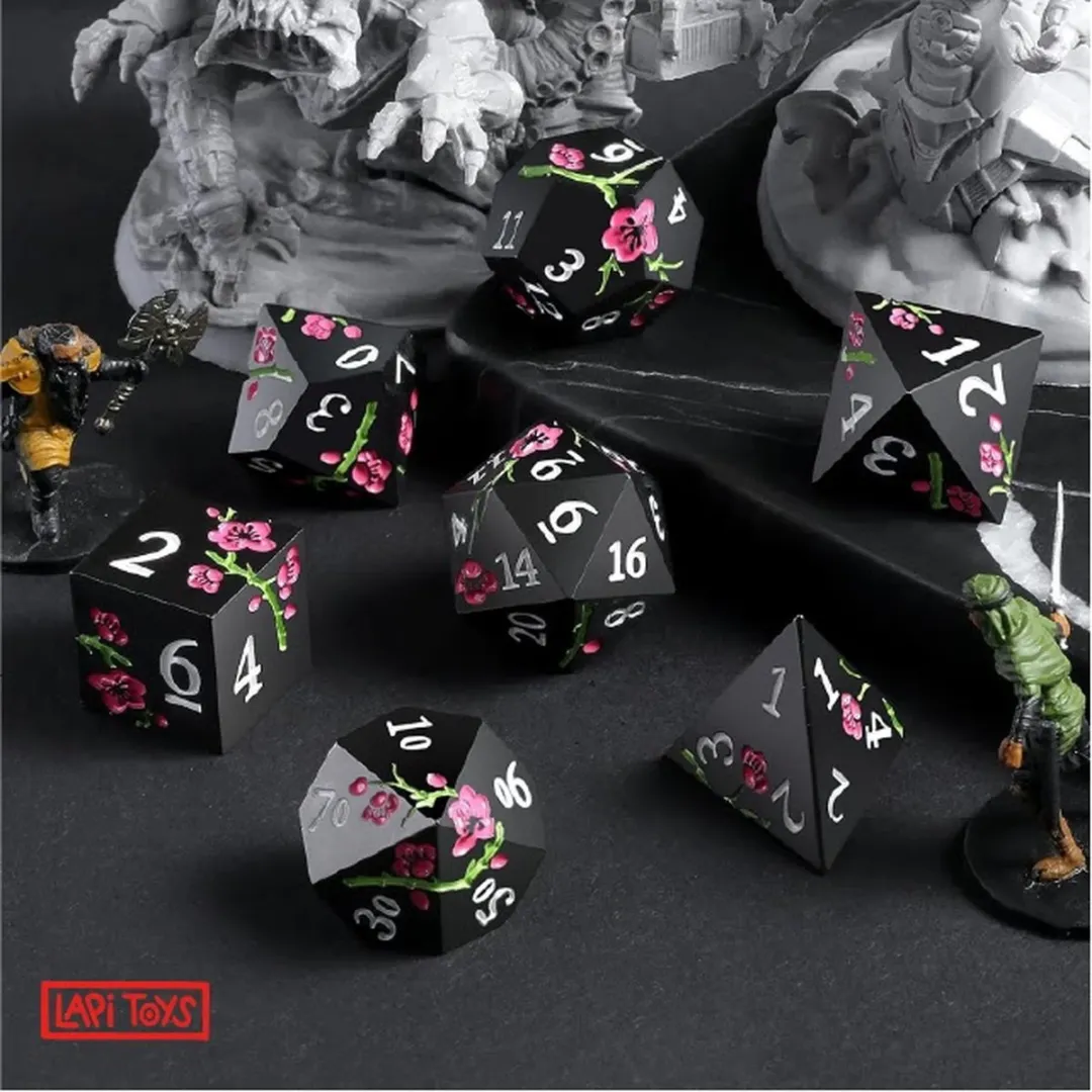 Lapi Toys DnD Polydice Metalen Dobbelstenen - 7 Stuks - Zwart