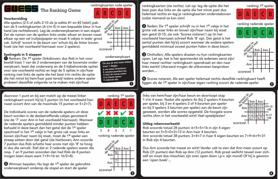 Guess The Ranking Game Kaartspel - 112 Onderwerpen - 2-10 Spelers
