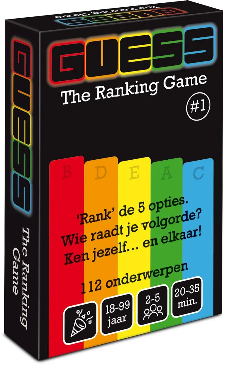 Guess The Ranking Game Kaartspel - 112 Onderwerpen - 2-10 Spelers