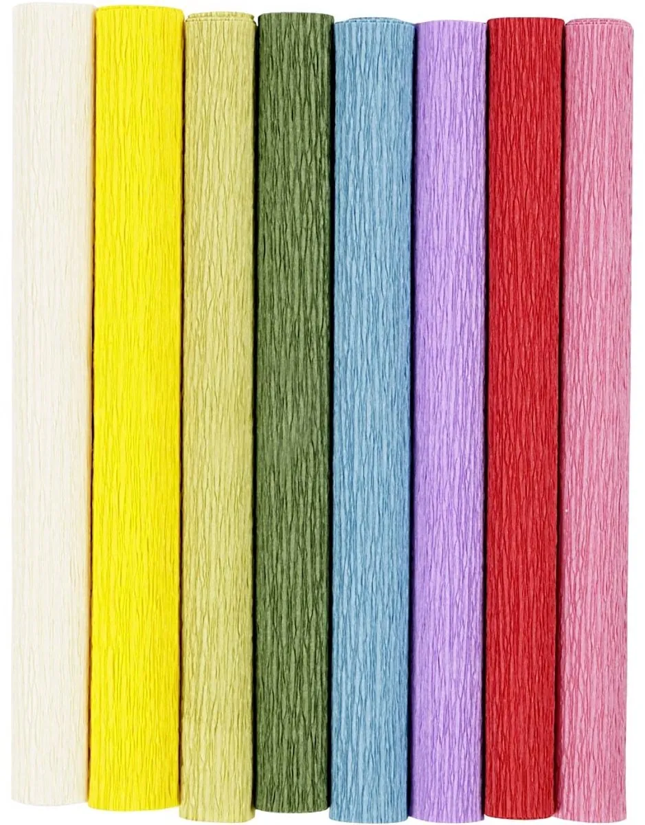 Creativ Company Crêpepapier Basis Tinten - 8 Stuks 25x60cm - Multikleurig