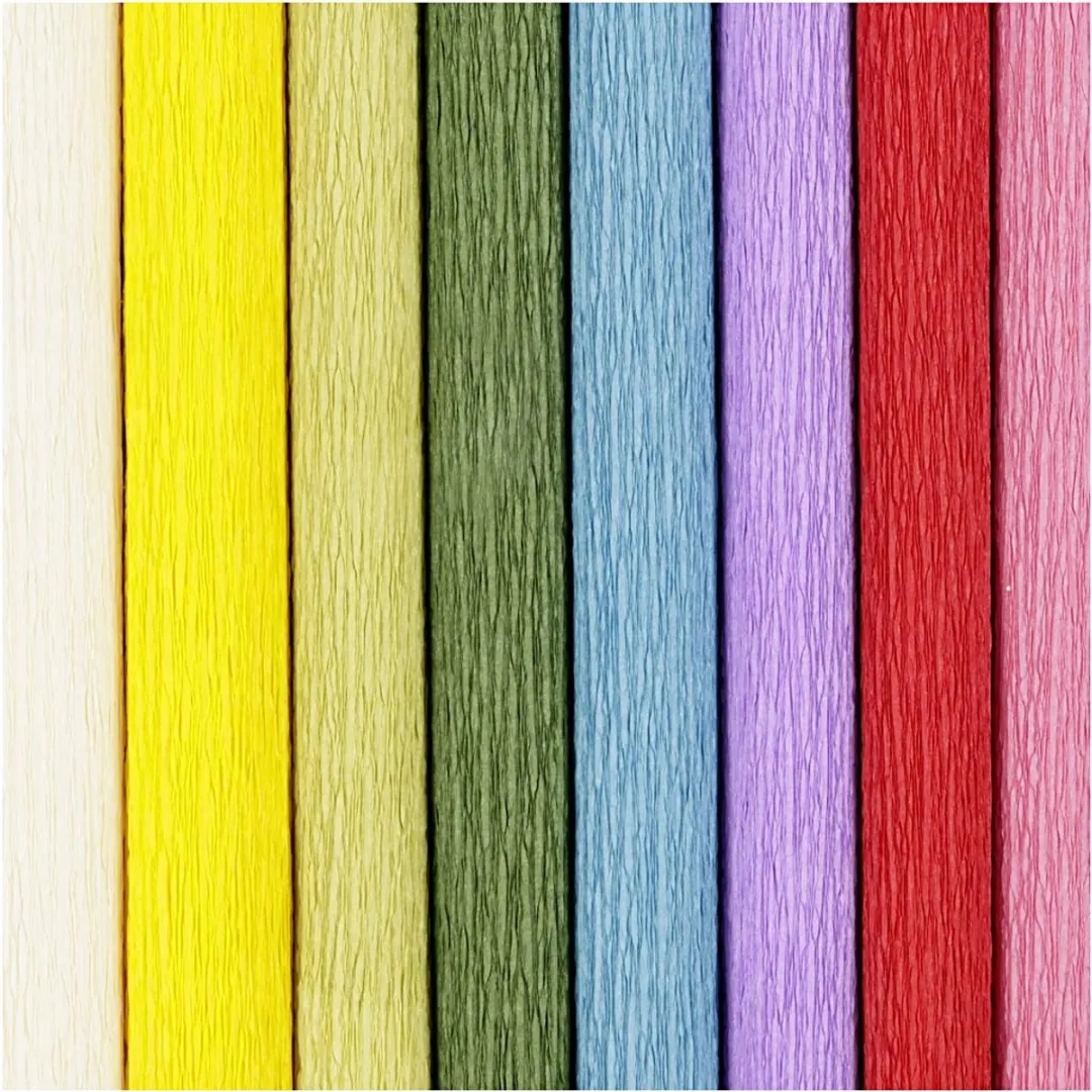 Creativ Company Crêpepapier Basis Tinten - 8 Stuks 25x60cm - Multikleurig