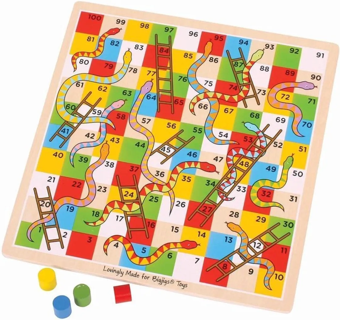 Bigjigs Traditional Snakes & Ladders BJ788 - 4 Spelers