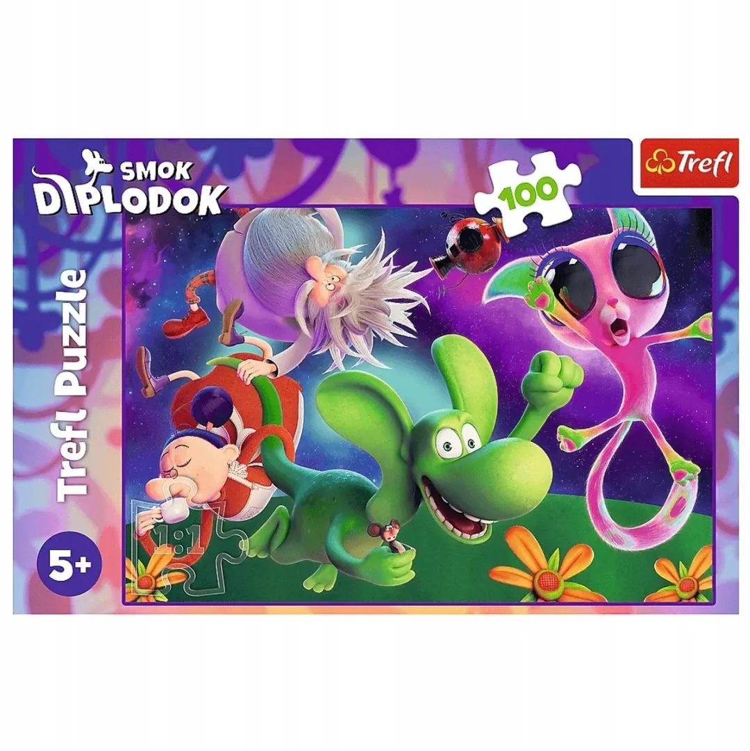 Trefl Puzzel 100 Stukjes Draak Diplodocus en Vrienden - Multi