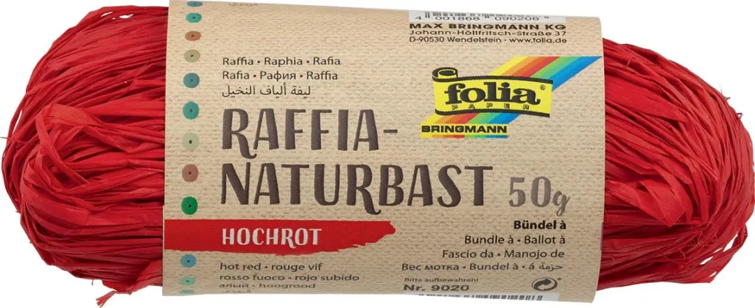 Folia Raffia 50g Donkerrood