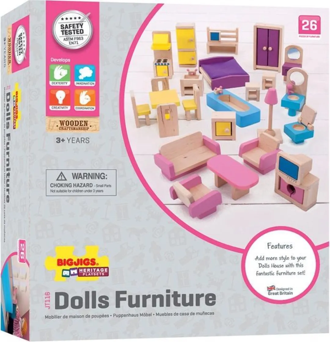 BIGJIGS Poppenhuis Meubeltjes 26-delig