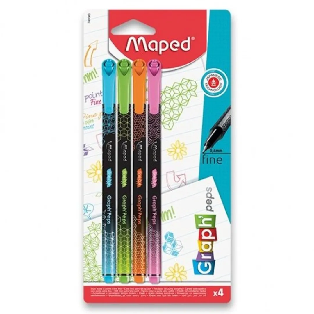 Maped Graph'Peps Deco Fijnliners - 4 Stuks Multicolor - afbeelding 2 van 2