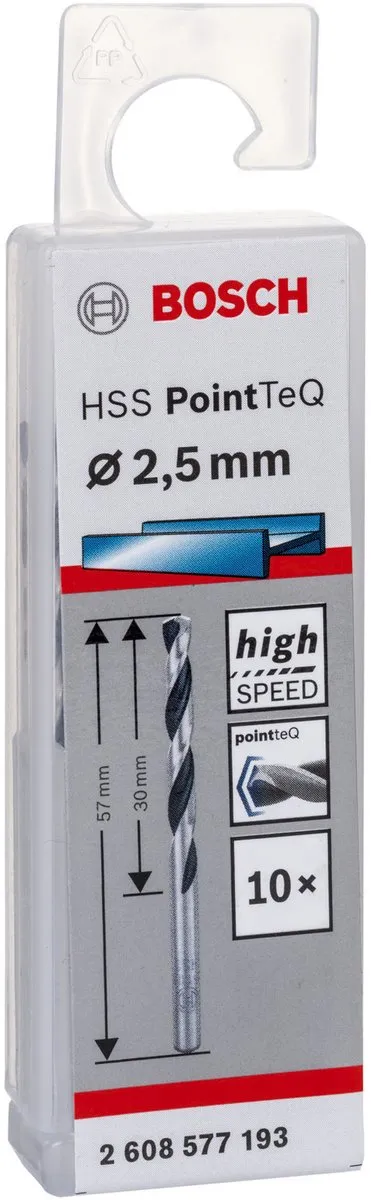 Bosch HSS PointTeQ DIN 338 2,5x30x57mm - 10 Stuks