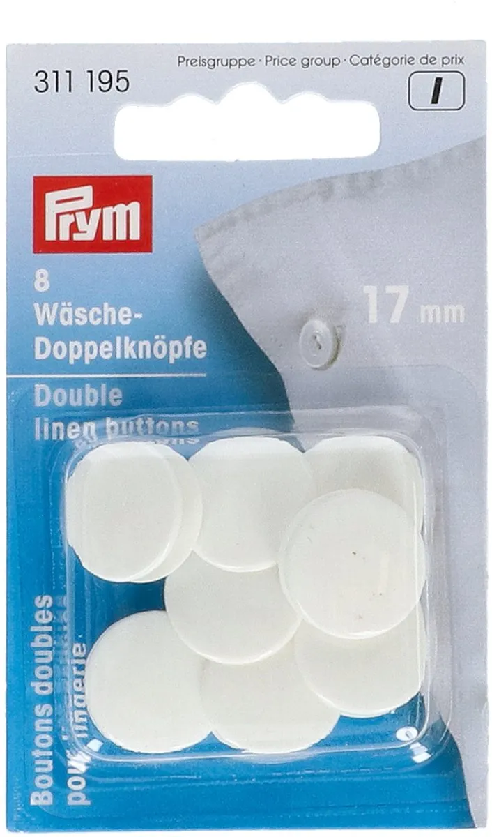 Prym Slopenknopen Kunststof 17mm - Wit - 8 Stuks