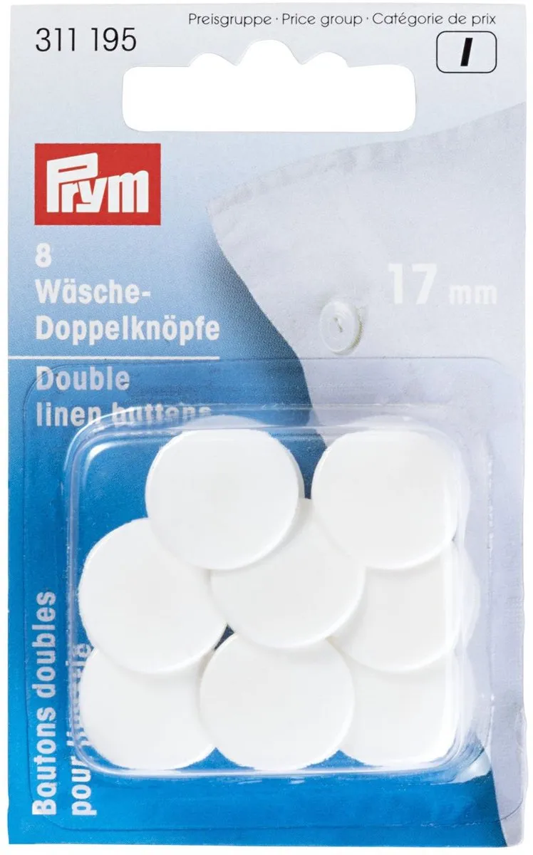 Prym Slopenknopen Kunststof 17mm - Wit - 8 Stuks