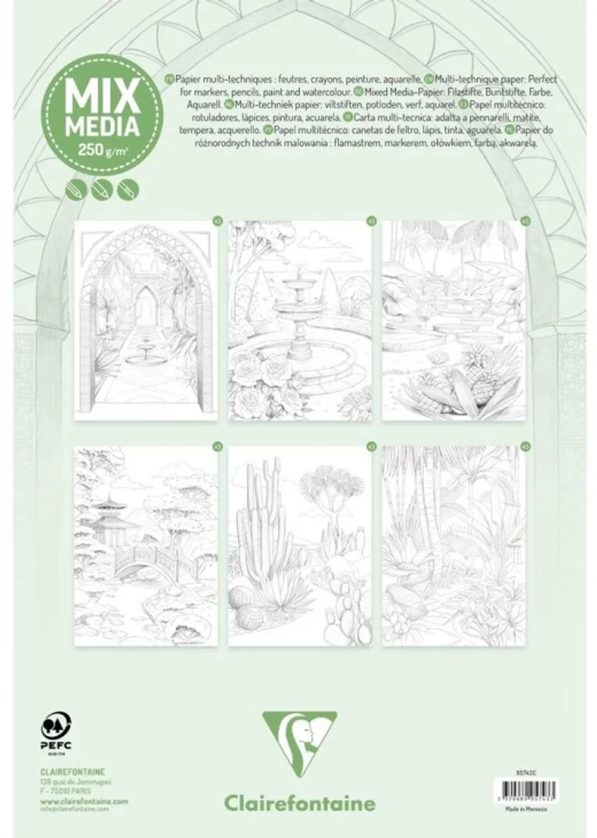 Clairefontaine Odelia 3 Gardens Kleurboek - 18 Stuks