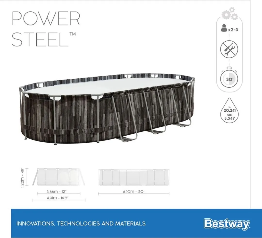 Bestway Power Steel Oval Zwembad 610x366x122cm - 20.241L - MPN 5611R
